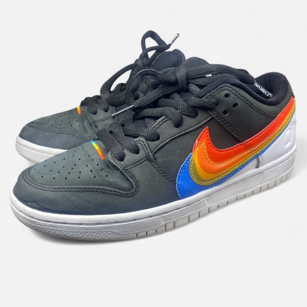 Nike SB Dunk Low Polaroid 8 Black Rainbow Swoosh 7 Sets Laces DH7722-001 - Picture 2 of 9